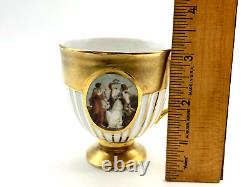 Vintage Royal KPM Hand Painted Portrait Tea Cup & Saucer with Heavy Gilt Accents