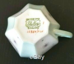 Vintage Shelley China Queen Anne Teacup and Saucer Pole Star in Pale Green RARE
