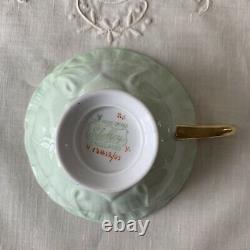 Vintage Shelley Fine Bone China England Oleander Green Chintz Teacup & Saucer