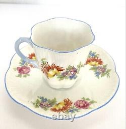 Vintage Shelley Fine Bone China. Rose Demitasse Tea Cup and Saucer 272101