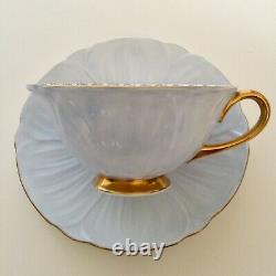 Vintage Shelley Oleander Teacup & Saucer Blue England #413528 Multi-Color Flower