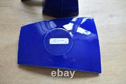 Vintage Signed Sandra Wyner Cobalt Tea Cup Saucer Set Abstract Design Signed'82