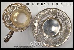 Vintage Sterling Silver Tea Cup HOLDER and SAUCER for glass tea cup. NO GLASS