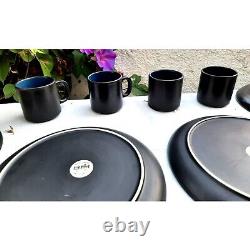 Vintage Stoneware Mug Teacup & Saucer Set Berkeley House Kyoto Blue 8pc Orig Lab
