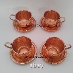 Vintage Tea Cups and Saucers 6 Piece Set, Antique hammered Tea Cups Saucer Set