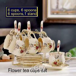 Vintage Tea Set and Saucers Cup Teapot Coffee Set Flower Porcelain 19 Piece NEW