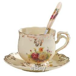 Vintage Tea Set and Saucers Cup Teapot Coffee Set Flower Porcelain 19 Piece NEW