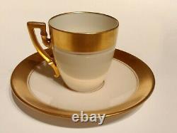 Vintage Tiffany & Co Lenox Gold Set of 4 Demitasse Tea Cups & 6 Saucers 1920's