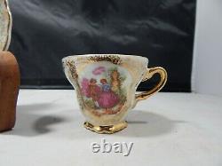 Vintage Versailles Porcelaine Tea Set Teapot, Creamer, Sugar, 5 Cups & Saucers