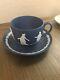 Vintage Wedgwood Blue Primrose Dancing Hours Jasperware Teacup Cup & Saucer