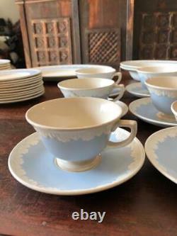 Vintage Wedgwood Albion Corinthian Blue 8 Coffee/Tea Cups and 9 Saucers
