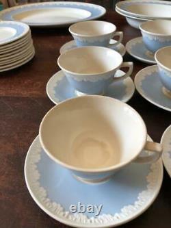 Vintage Wedgwood Albion Corinthian Blue 8 Coffee/Tea Cups and 9 Saucers