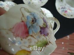Vintage antique poppies tea set shelley style for 12 victorian 5146 bone china