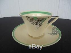 Vintage art deco royal doulton green tango d5503 tea cup & saucer set