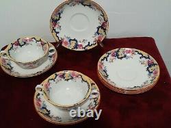 Vintage cauldon 2 Teacups 6 saucers 2 Handle Cup Bone China England Floral
