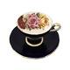Vtg Aynsley Cobalt Blue Roses Tea Cup & Saucer Gold Trim Bone China 1930s Gift