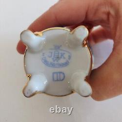 Vtg JKW Karlsbad Carlsbad Demitasse Teacup & Saucer Courting Couple Gold Gilt