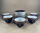 Vtg Lomonosov St. Petersburg Russia Cobalt Blue Gold Trim Tea Cups Saucers Plus