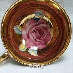 Vtg Paragon Cabbage Rose on Gold Black Tea Cup & Saucer Bone China by Appt #1