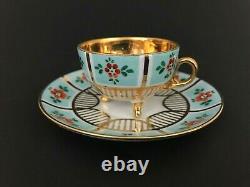 Vtg Royal Vienna Style Beehive Hand Painted Floral Gold Miniature Tea Cup Saucer