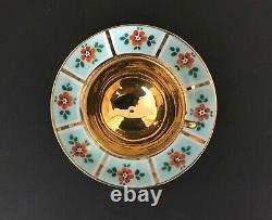 Vtg Royal Vienna Style Beehive Hand Painted Floral Gold Miniature Tea Cup Saucer