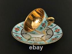 Vtg Royal Vienna Style Beehive Hand Painted Floral Gold Miniature Tea Cup Saucer