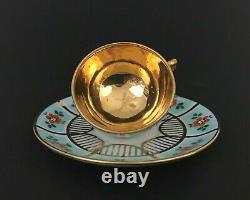 Vtg Royal Vienna Style Beehive Hand Painted Floral Gold Miniature Tea Cup Saucer
