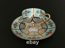 Vtg Royal Vienna Style Beehive Hand Painted Floral Gold Miniature Tea Cup Saucer