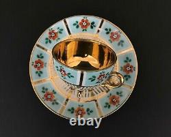 Vtg Royal Vienna Style Beehive Hand Painted Floral Gold Miniature Tea Cup Saucer