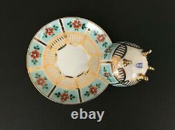 Vtg Royal Vienna Style Beehive Hand Painted Floral Gold Miniature Tea Cup Saucer
