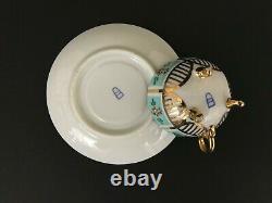 Vtg Royal Vienna Style Beehive Hand Painted Floral Gold Miniature Tea Cup Saucer