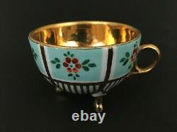 Vtg Royal Vienna Style Beehive Hand Painted Floral Gold Miniature Tea Cup Saucer