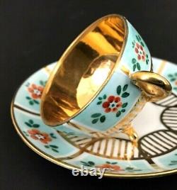 Vtg Royal Vienna Style Beehive Hand Painted Floral Gold Miniature Tea Cup Saucer