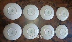 Waterford LAUREL Tea Cup & Saucer Set of 8 Gray Leaf Band Platinum Rim China