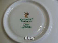 Waterford LAUREL Tea Cup & Saucer Set of 8 Gray Leaf Band Platinum Rim China