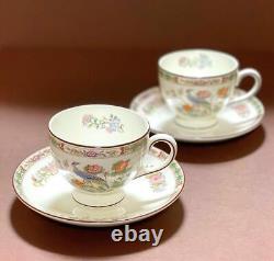 Wedgwood Kutani Crane Tea Cup Saucer Pair