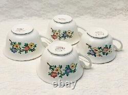 Wedgwood Richborough Tea Cup And Saucer Set Of 4 Vibrant Flowers & Trees Vintage