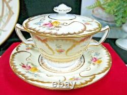 Wedgwood tea cup and saucer Bullion teacup painted roses floral gold gilt 1920s