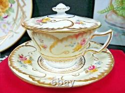 Wedgwood tea cup and saucer Bullion teacup painted roses floral gold gilt 1920s