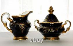 Weimar Katharina Tea Coffee Set Cobalt Blue Gold Coffee Pot Cups Saucers Sugar