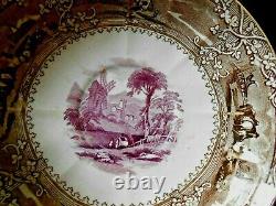 Wooliscroft EON Trellis Staffordshire Brown & Mulberry Transferware c1850-64