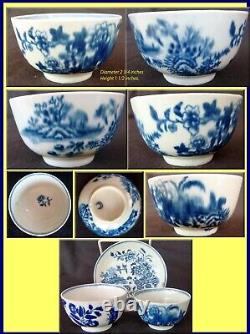 Worcester Dr Wall Lot Teacup Bowls Saucer Antique 18C English 1755 83 (3694)