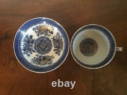 X Large Antique Chinese Export Porcelain Tea Cup & Saucer Blue & White 19th c