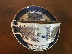 X Large Antique Chinese Export Porcelain Tea Cup & Saucer Blue & White 19th c