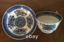 X Large Antique Chinese Export Porcelain Tea Cup & Saucer Blue & White 19th c